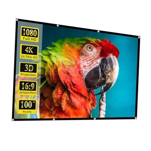 Projector Screen, 100 inch Movie Projector Screen16:9 Foldable 100-inch