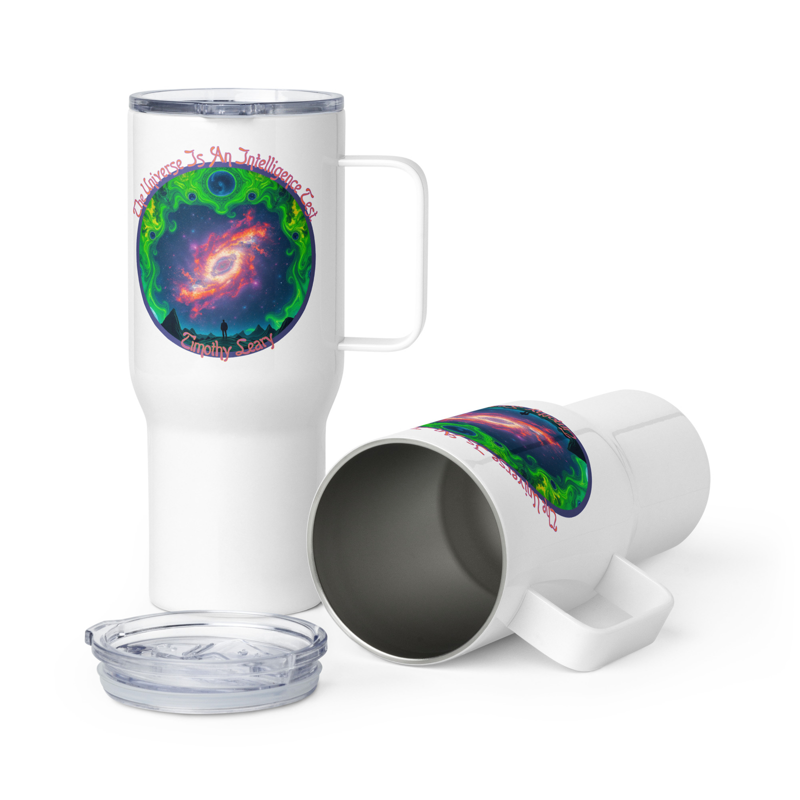 Timothy Leary Quote Travel mug Psychedelic Universe Intelligence Cosmic LSD