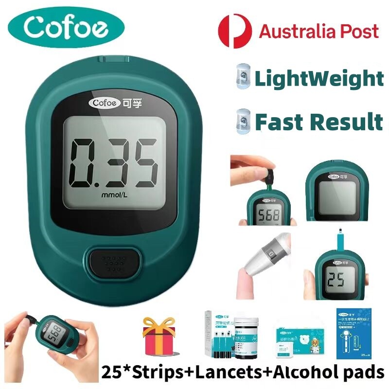 Cofoe 2IN1 Uric Acid Monitor Blood Glucose Meter Diabetes Test Kit 50 Strips AU