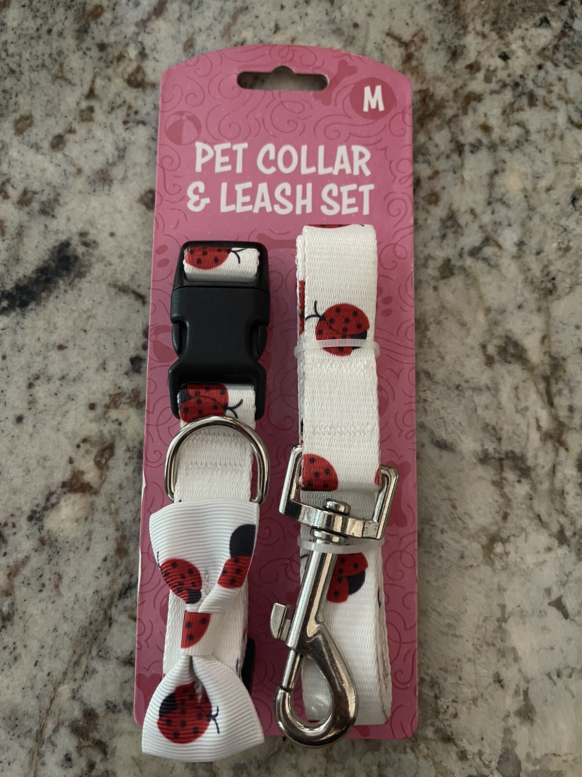 Pet Ladybug Collar & Leash Set New