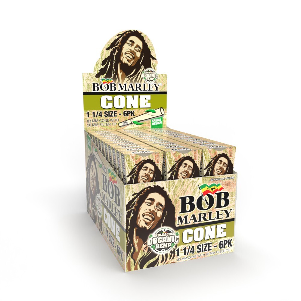 Bob Marley Organic Cones - 1 1/4 Size Cones (83mm) - 33 Pack (Full Display Box)