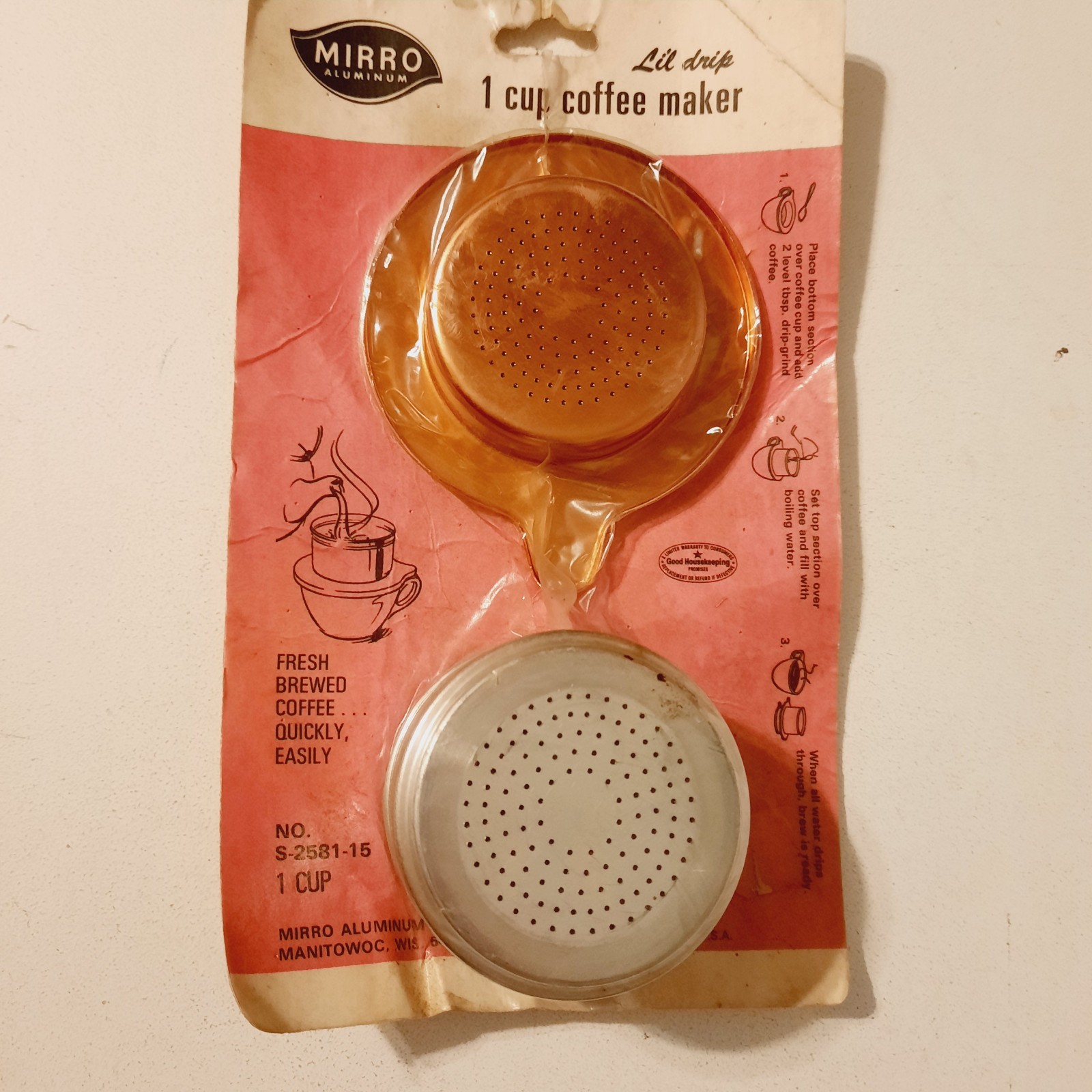 Rare Vintage Lil Drip 1 Cup Coffee Maker Mirro Aluminum S-2581-15
