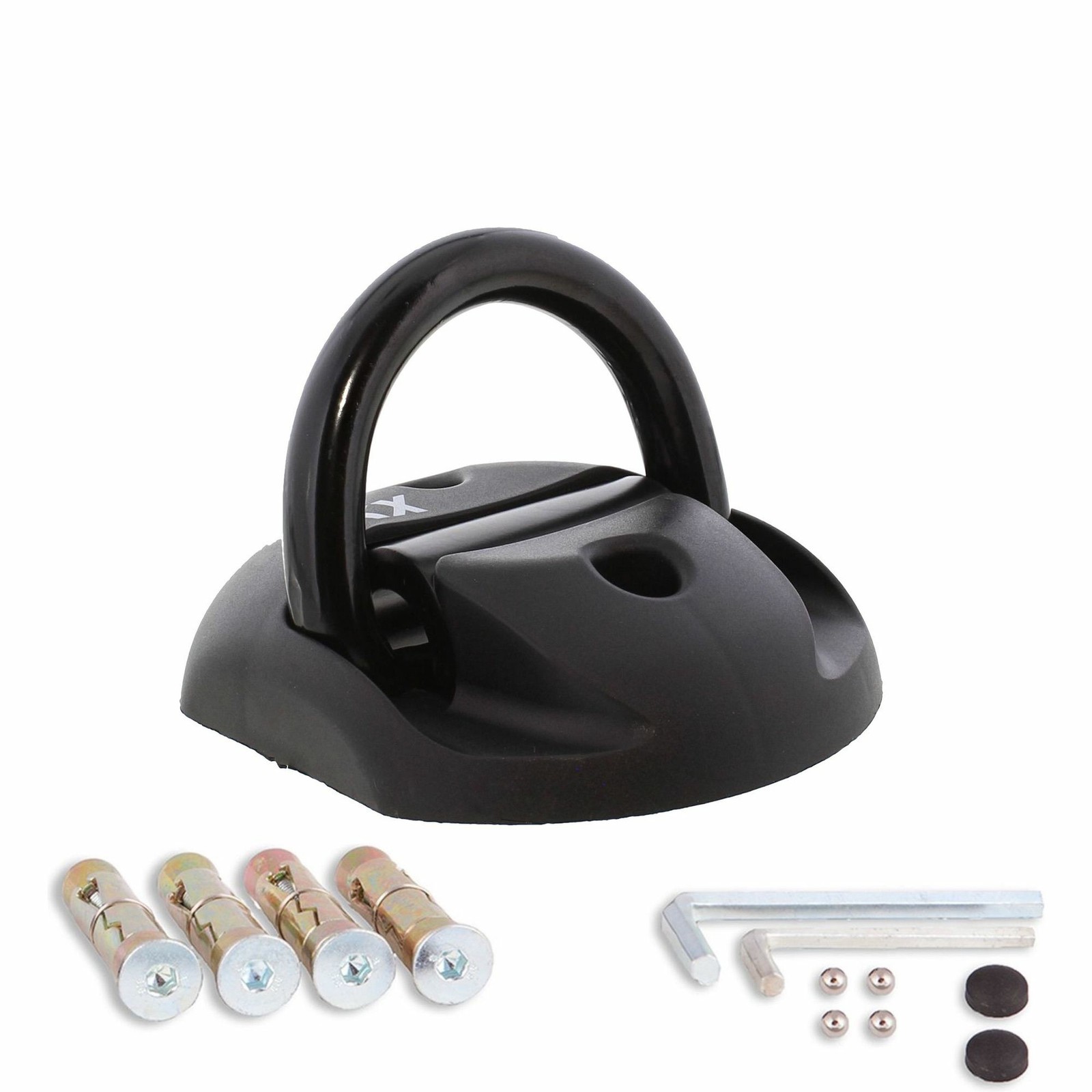 MKX-Lock floor-wall anchor hardened steel black for motorcycle/scooter/etc