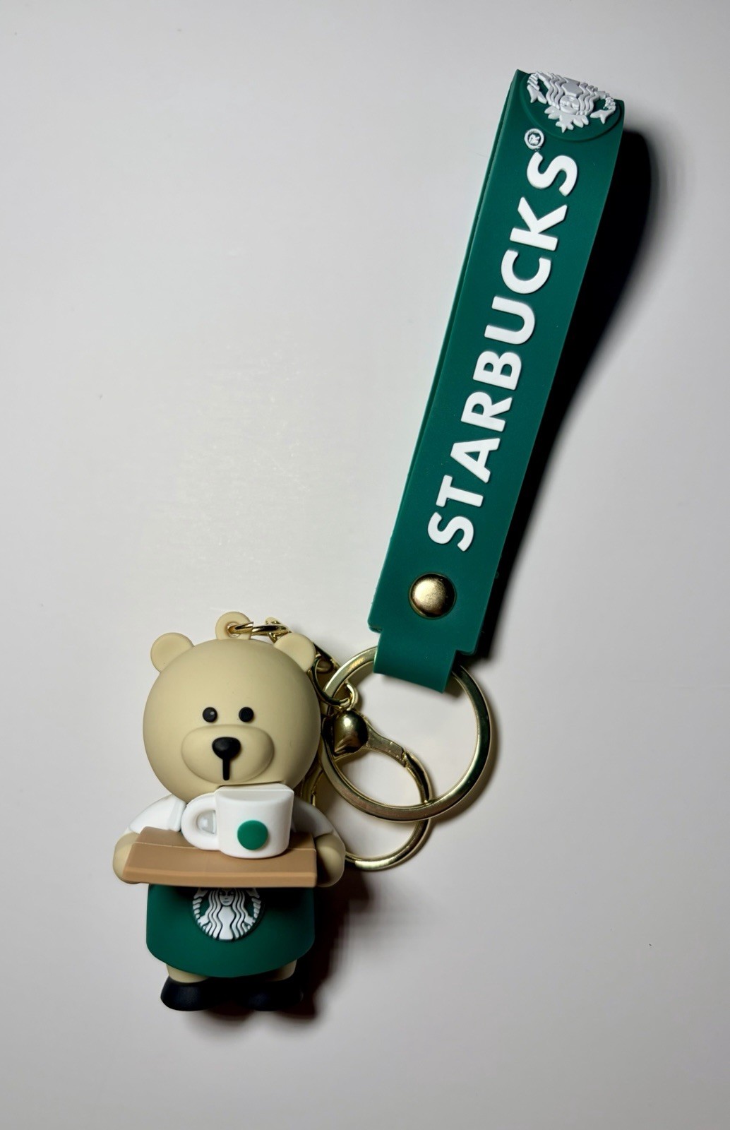 Cute Starbucks Bear Bearista with Mini Coffee Tray Keychain