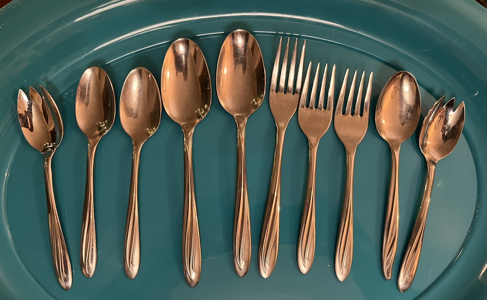 MCM International Silver DYNAMIC aka PALM LEAF Stainless Flatware 10 Pcs Variety