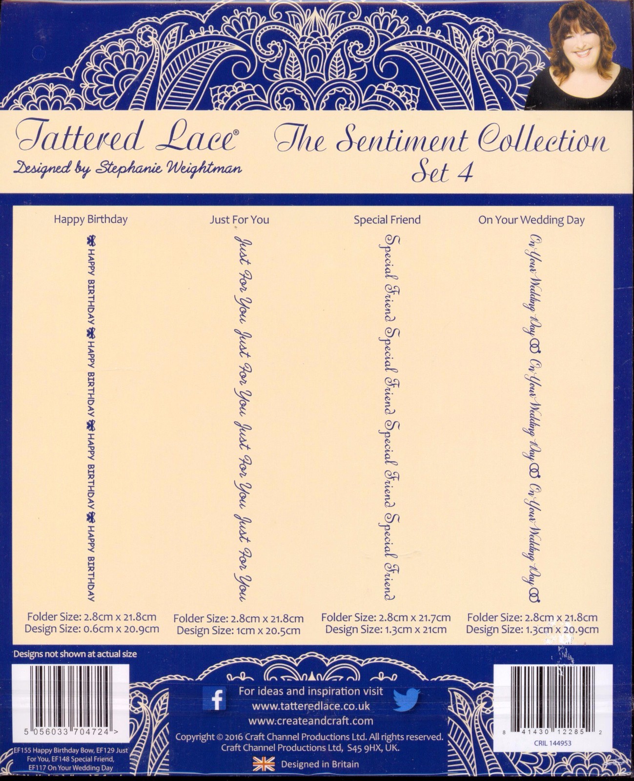 TATTERED LACE Embossing Sentiment Coll SET 4 Birthday For You Friend Wedding