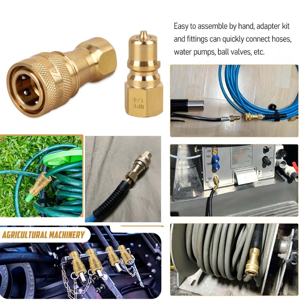 1/4" Brass Quick Disconnect Coupler Carpet Cleaning Extractor for Wand Hose 4PCS