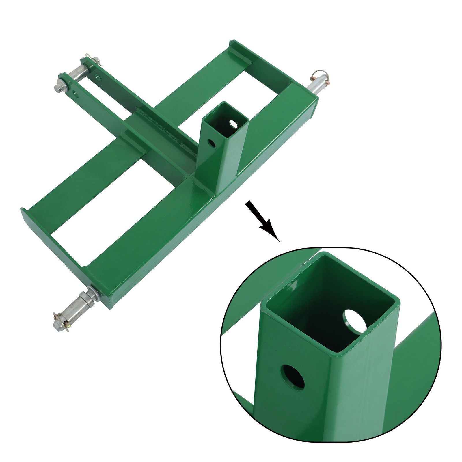 3 Point 2" Receiver Hitch Drawbar Tractor For CAT 1 W/ Suitcase Weight Brackets