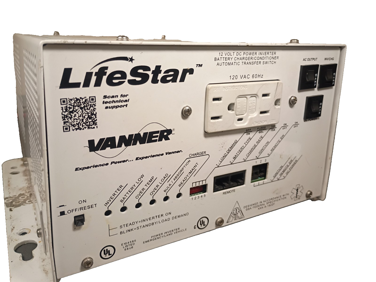 VANNER 20-1050CUL-DC Ambulance Power Inverter Charger 12V 1050W