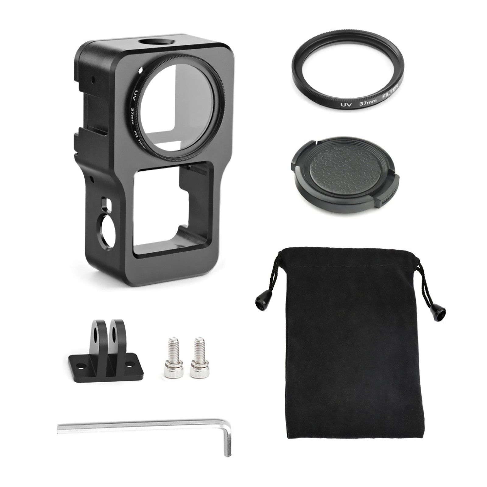 Camera Protective Frame Cover+UV Filter+Lens Cover+Adapter For DJI Action 2 cc