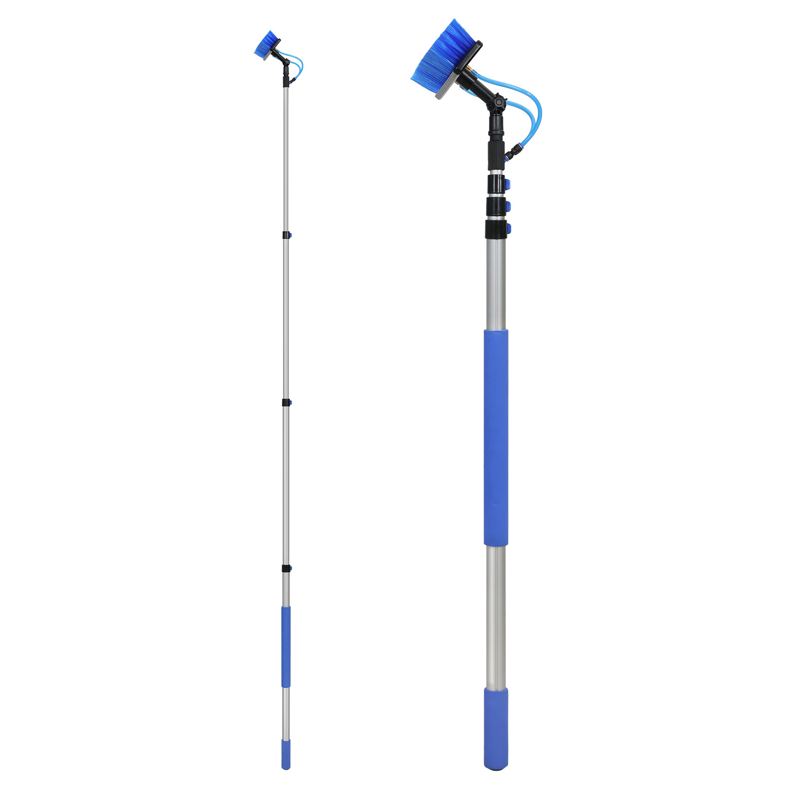 Water Fed Pole Kit 12FT Solar Panel Cleaning Pole 180° Rotatable Brush Head