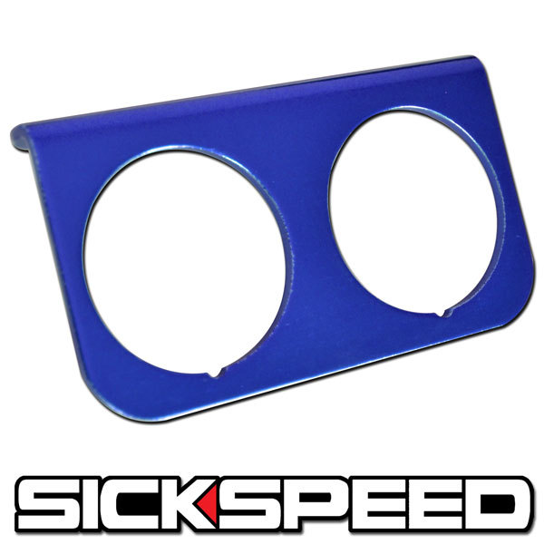 ALUMINUM DOUBLE GAUGE DASH MOUNT HOLDER PANEL POD FITS AUTOMETER P3 BLUE