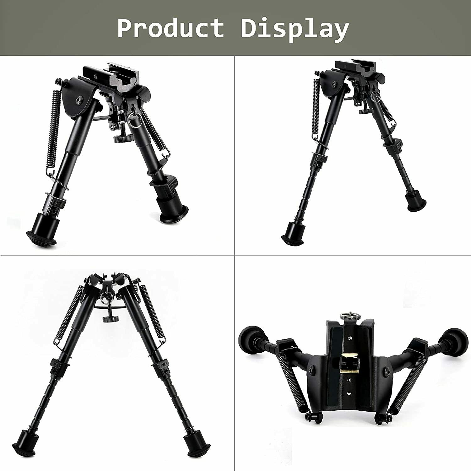 9-13'' Hunting Rifle Alloy Bipod Spring Return with Picatinny Rail Mount Adapter