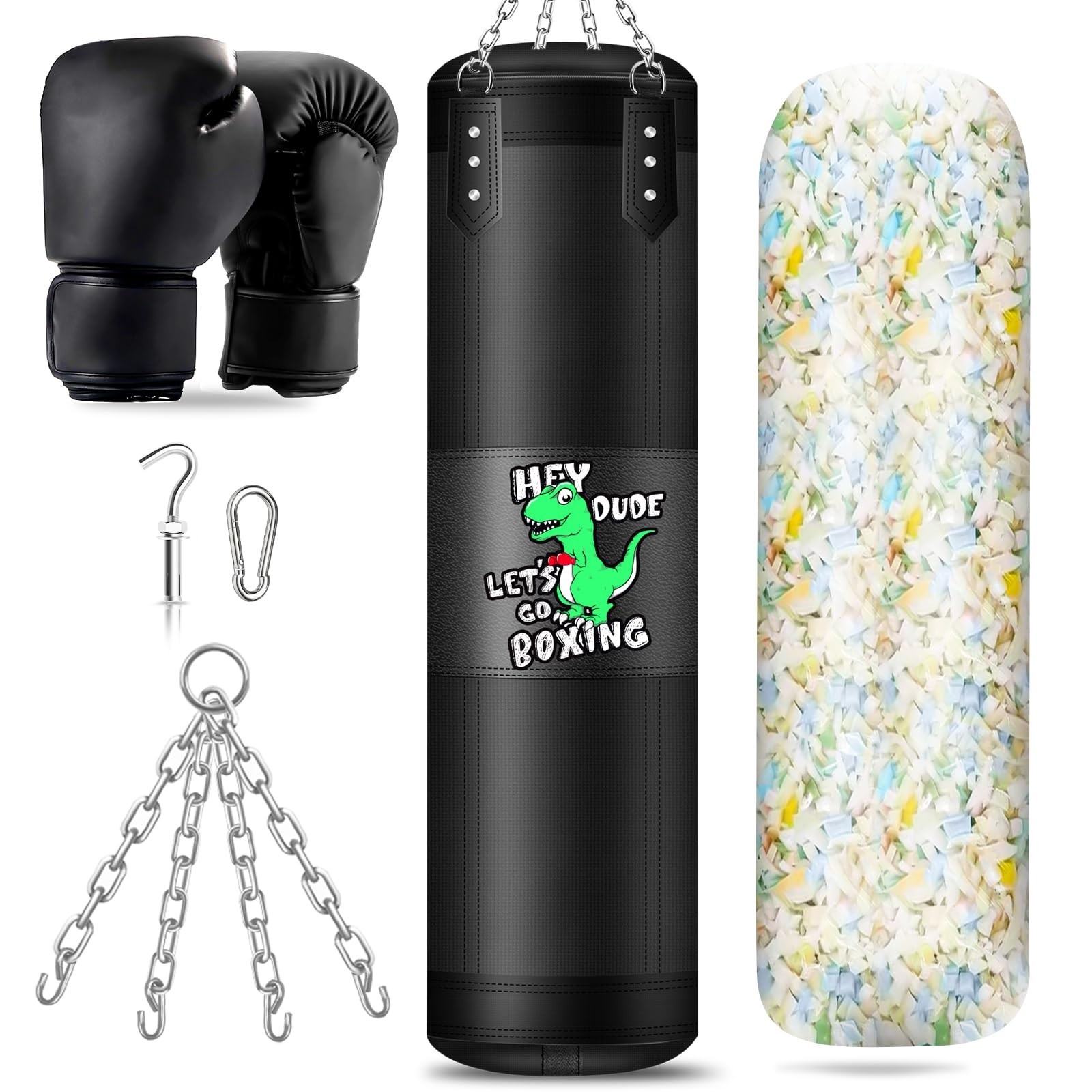 Kids Punching Bag Set, 2.75ft Filled Heavy Bag Kickboxing Bag with 2KG Sponge...