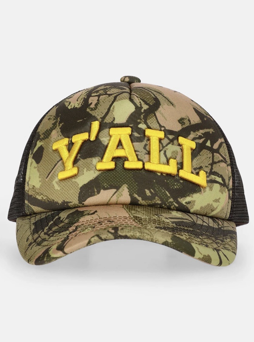 Kacey Lee Women's Embroidered Trucker Hat Yall Khaki Camo Sold Out