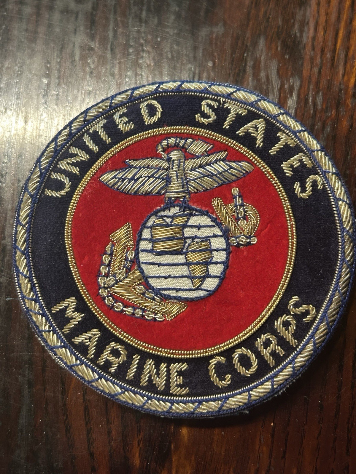 U.S. MARINE CORPS GOLD BULLION Blazer Badge Clutch-back  3.75” PIN