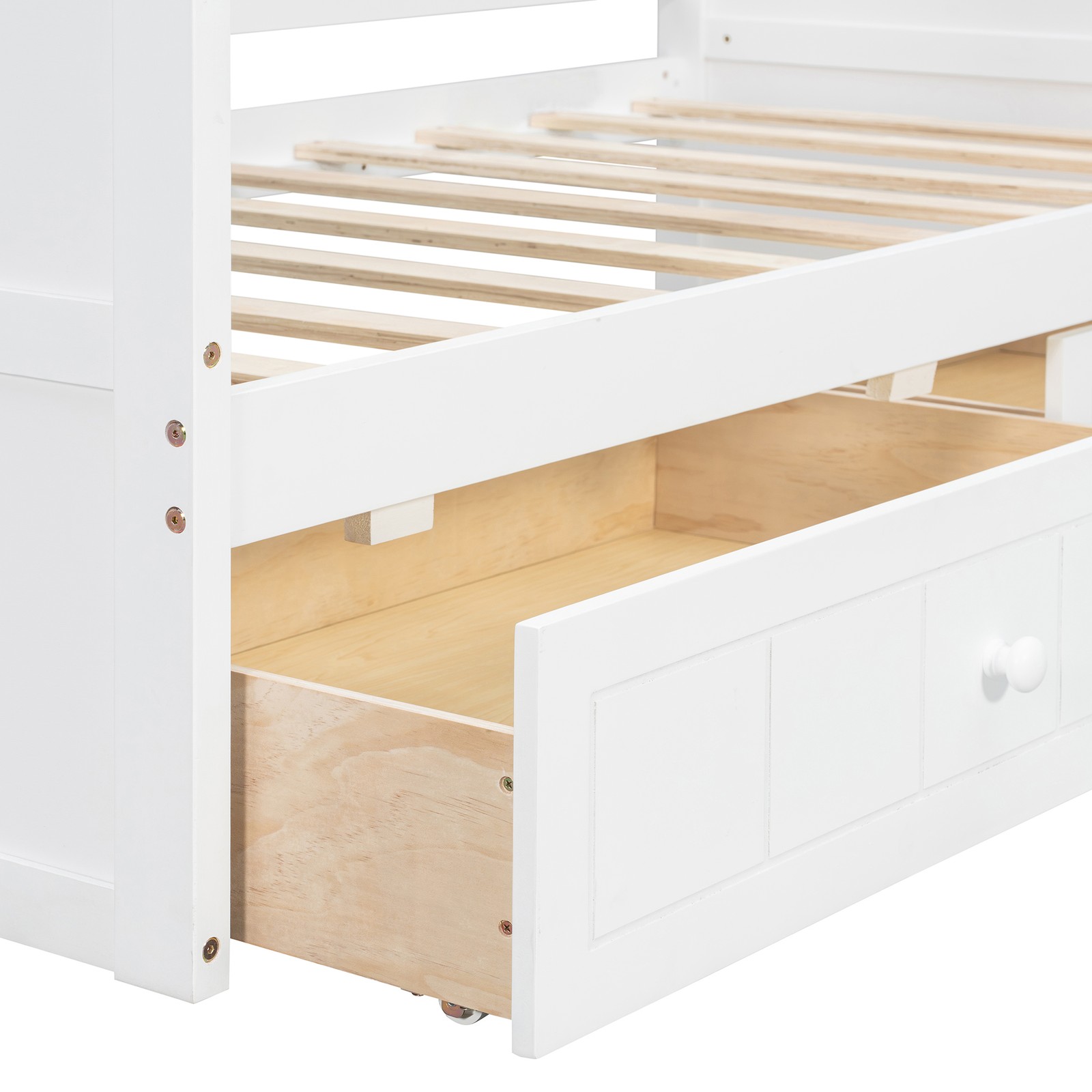 Twin Size Canopy Day Bed with 2 Drawers, White