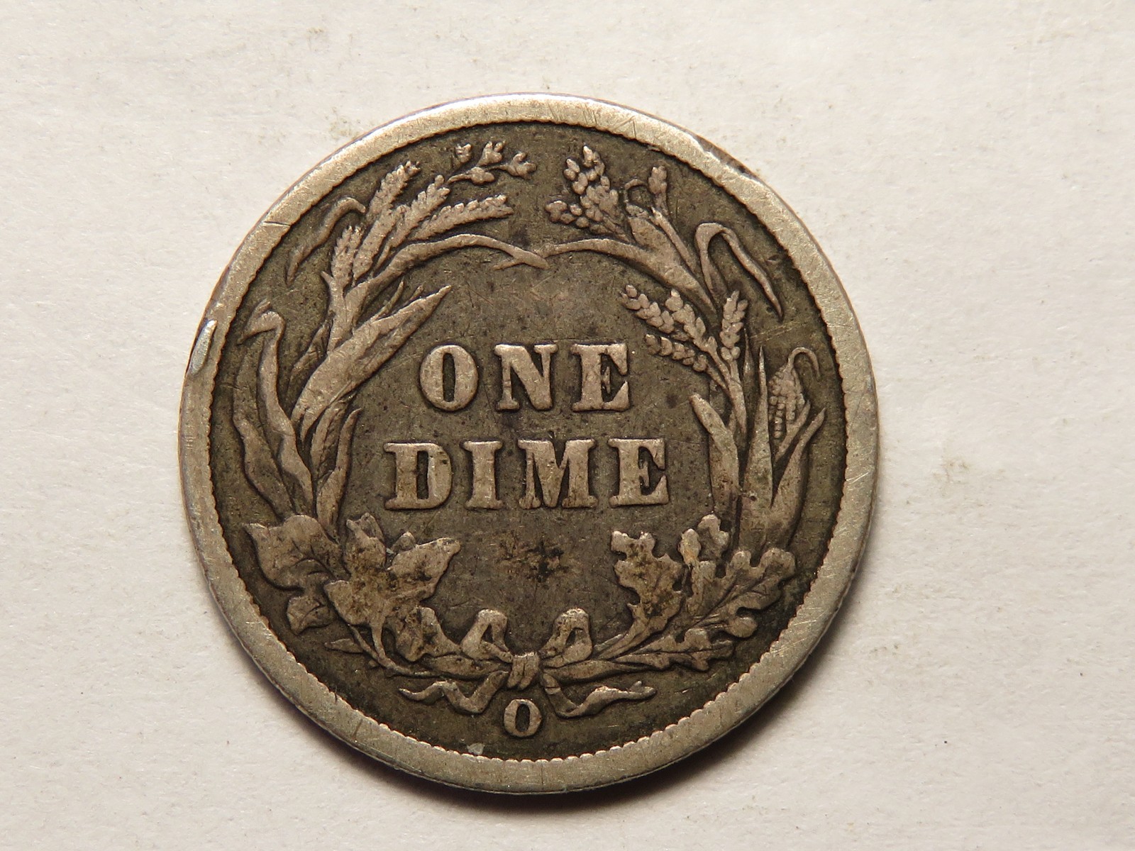 1899-O Barber Dime, Fine, Small Rim Ding