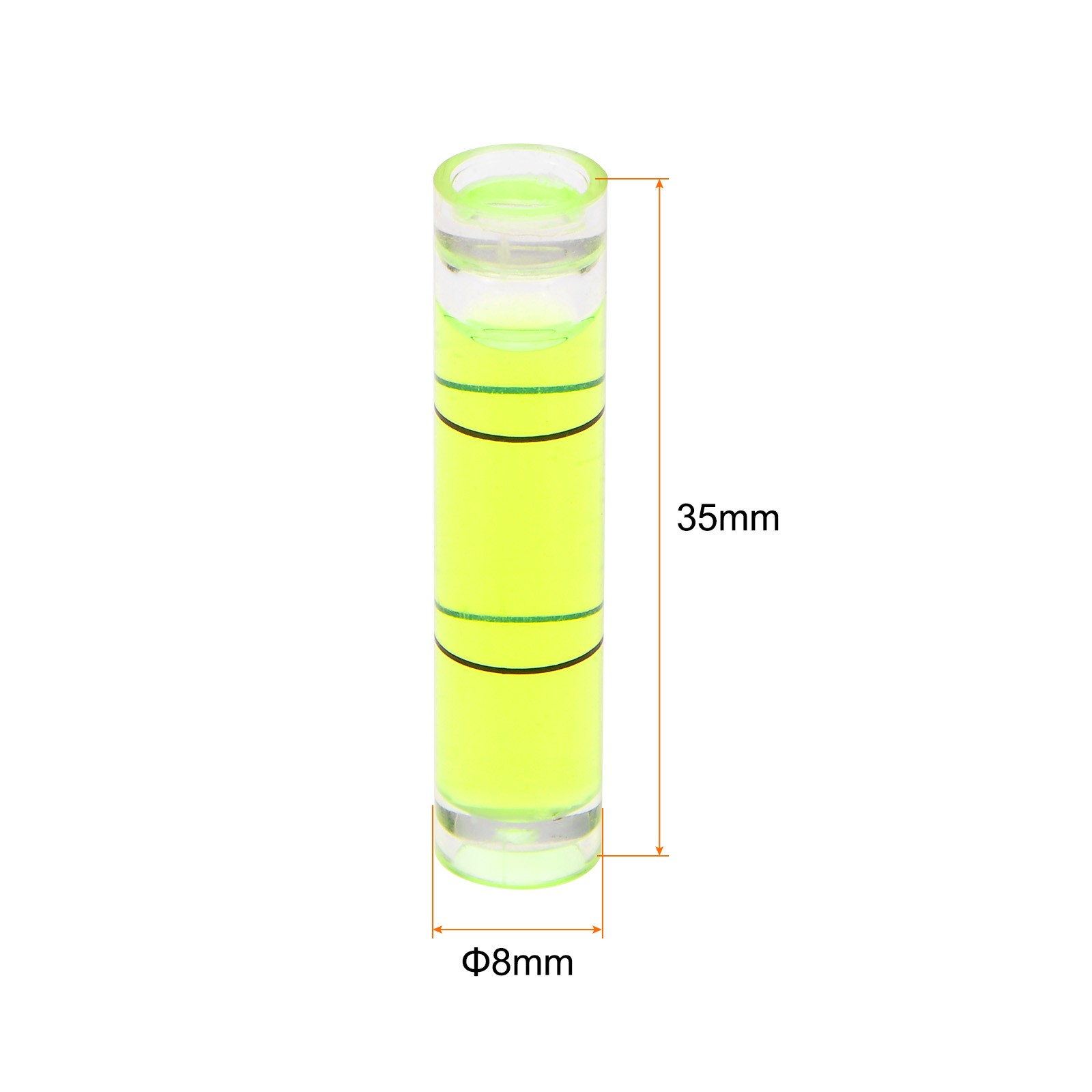 6pcs Small Cylindrical Bubble Level Vials 8x35mm Levels Measuring Tools