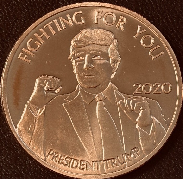 1 oz .999 Copper Trump Fighting For You 2020 Rounds Tube of 20