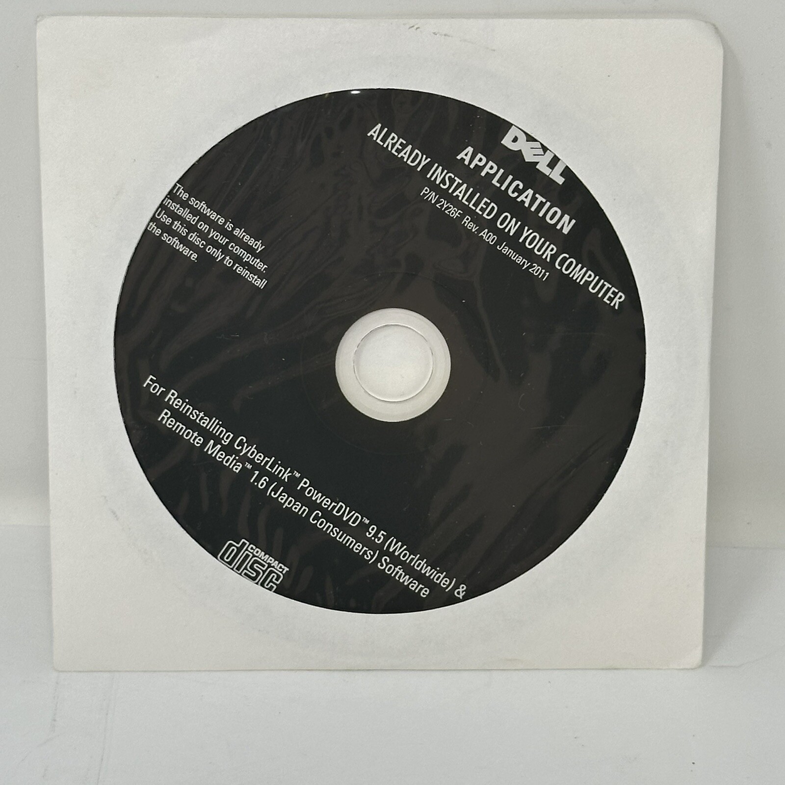Sealed Dell CD Reinstall CyberLink PowerDVD 9.5 + Remote Media1.6 for Japan
