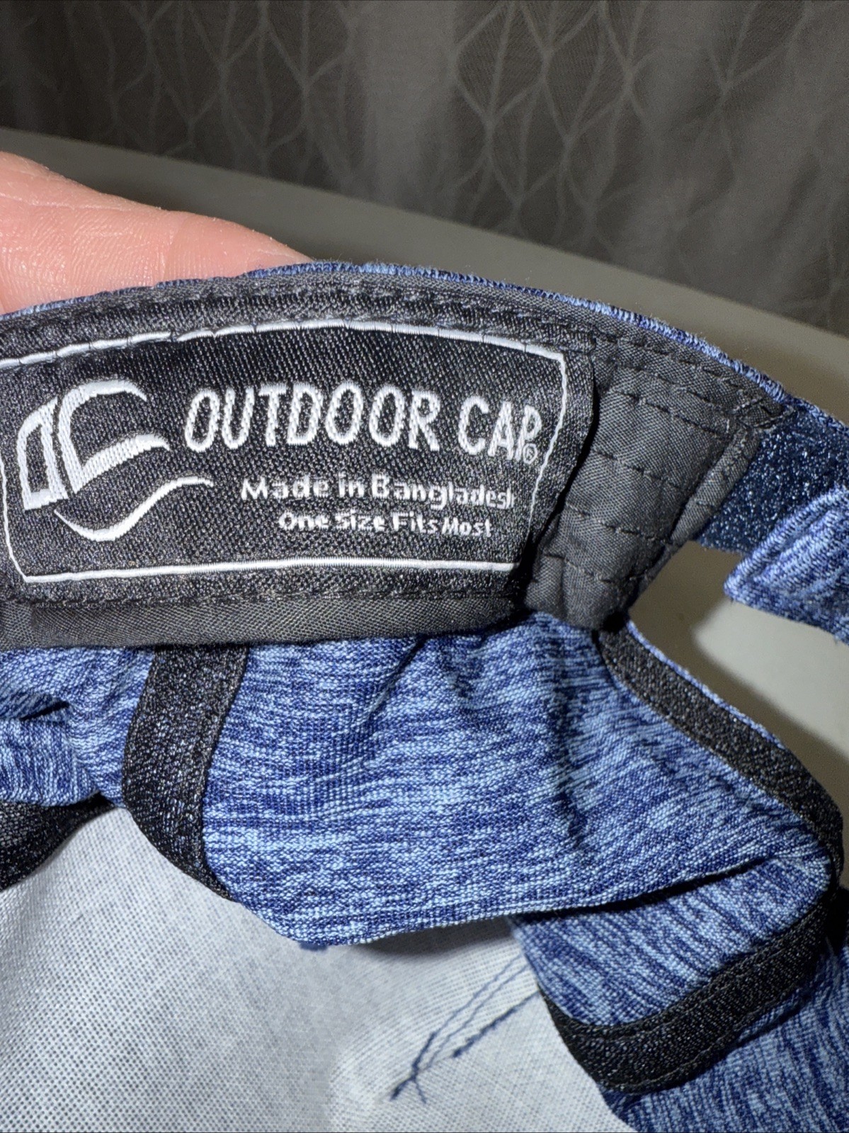 Blue Heather Knit Hat Cap Hook Loop Outdoor Cap EUC