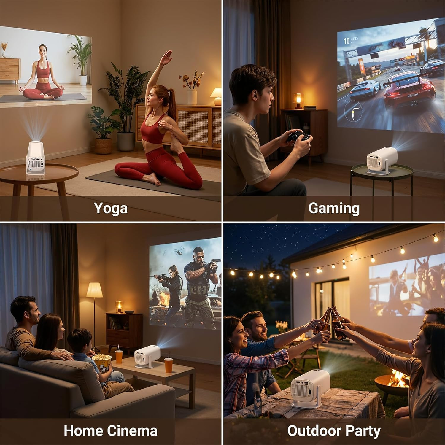 Mini Smart Projector 4K Support WiFi 6 Bluetooth Android Portable Home Theater
