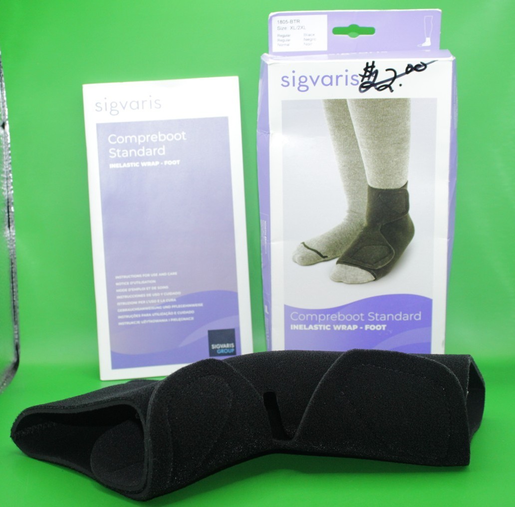 SIGVARIS COMPREBOOT STANDARD INELASTIC WRAP FOOT SIZE XL/2XL BLACK (READ)