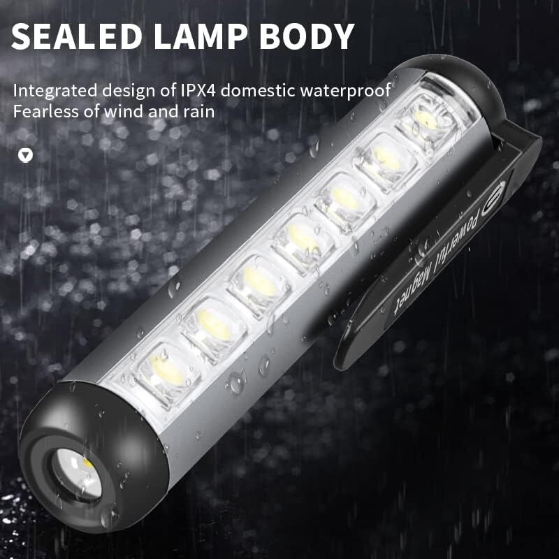 2 Pcs Magnetic LED Pen Light Rechargeable Mini Flashlight Pocket Work Torch Lamp