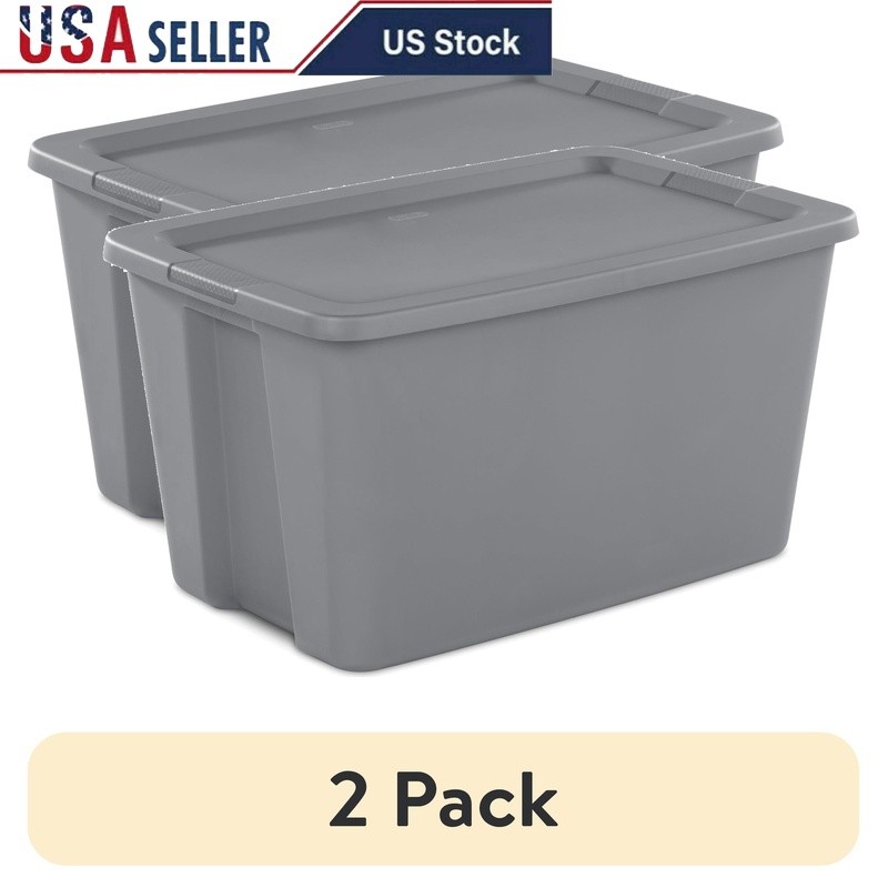 30 Gallon Stackable Plastic Storage Bin W/ Lid Integrated Handles Easy Carrying