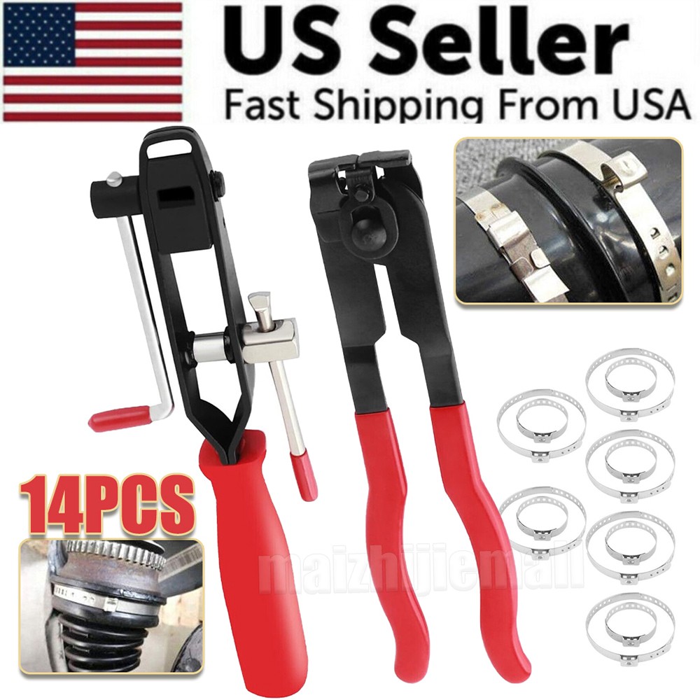 14PC CV Joint Boot Clamp Pliers Ear Type Banding Cutter Plier w/6 Pairs of Clips