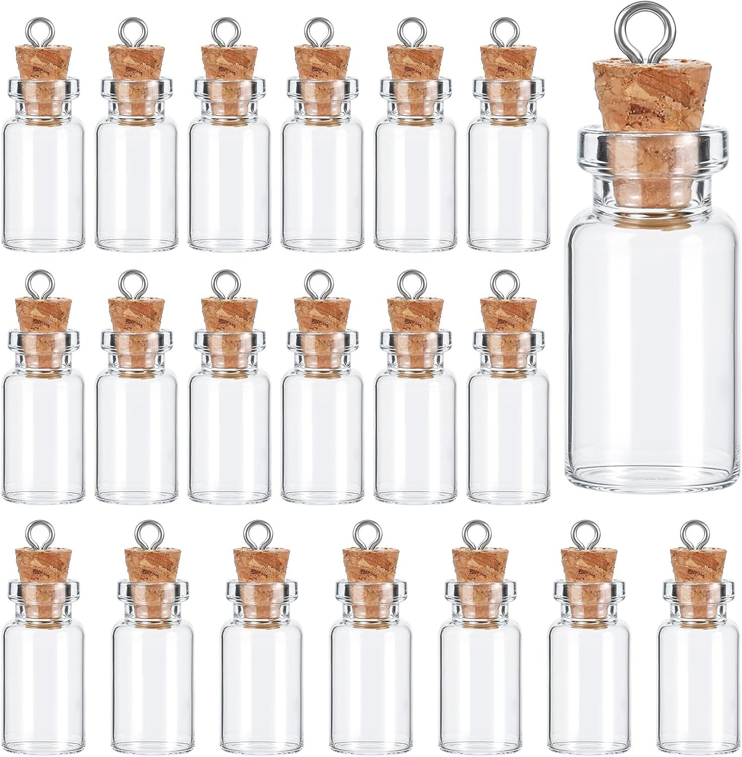 20Pcs Small Glass Bottles with Cork 2ml Empty Spell Jars Mini transparent
