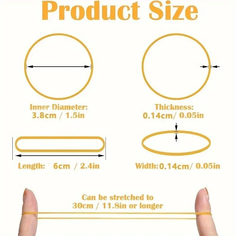 10 pcs Versatile Yellow Rubber Bands - Durable Natural Rubber