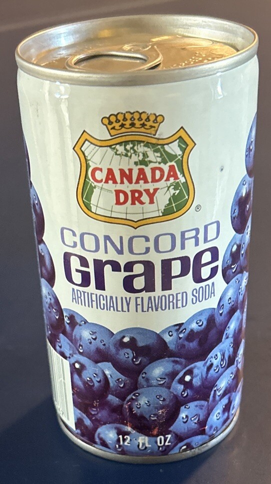 Vintage CANADA DRY CONCORD GRAPE 12 OZ. Steel Sealed Top Pull Tab Empty Can