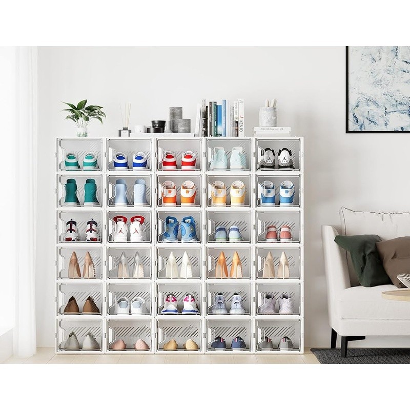 Stackable Shoe Box Magnetic Door Aromatherapy Ventilation Space Saver Storage US