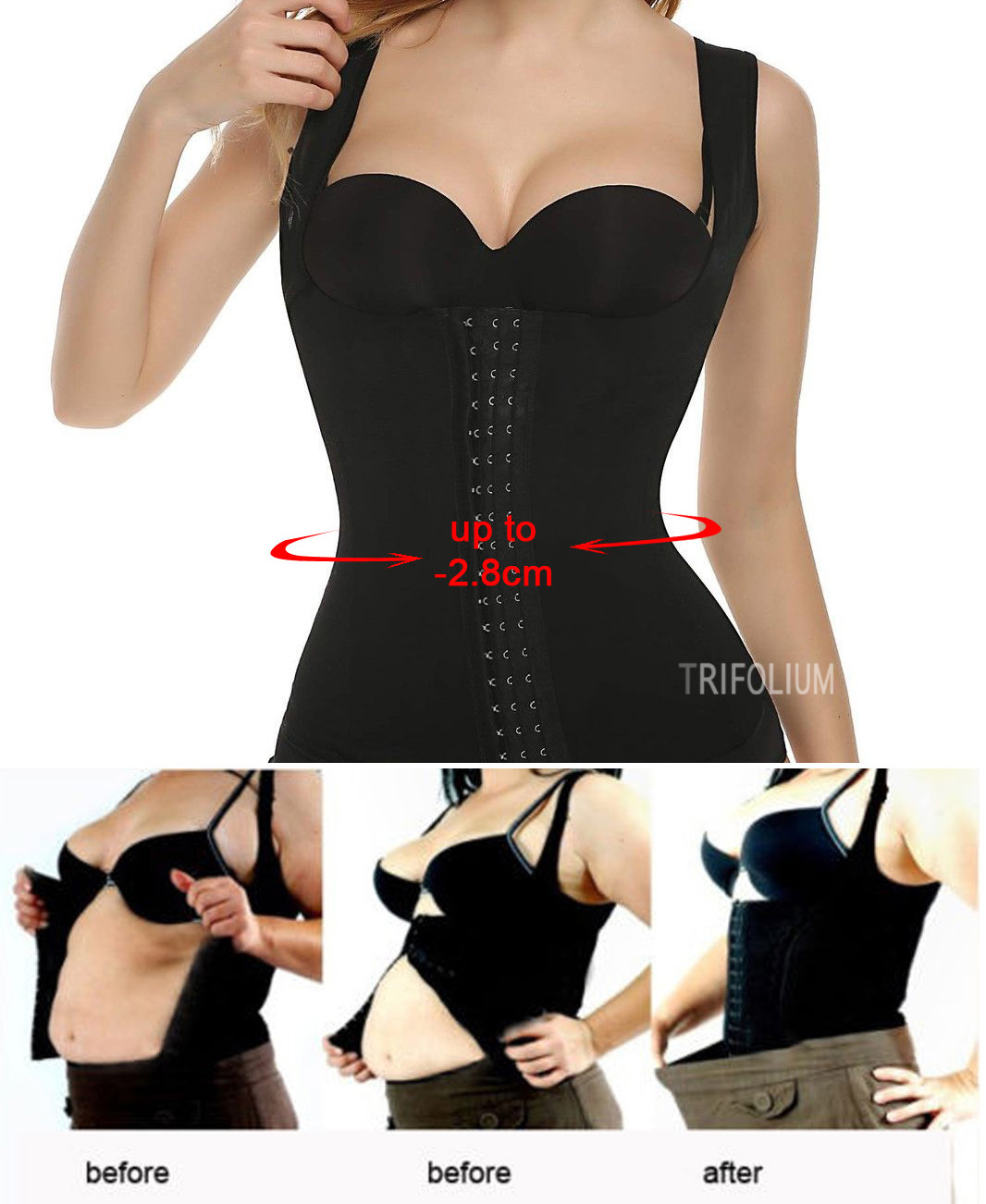 Lady Waist Trainer Cincher Invisible Conrtol Vest Top Underbust Lifts UP 6012