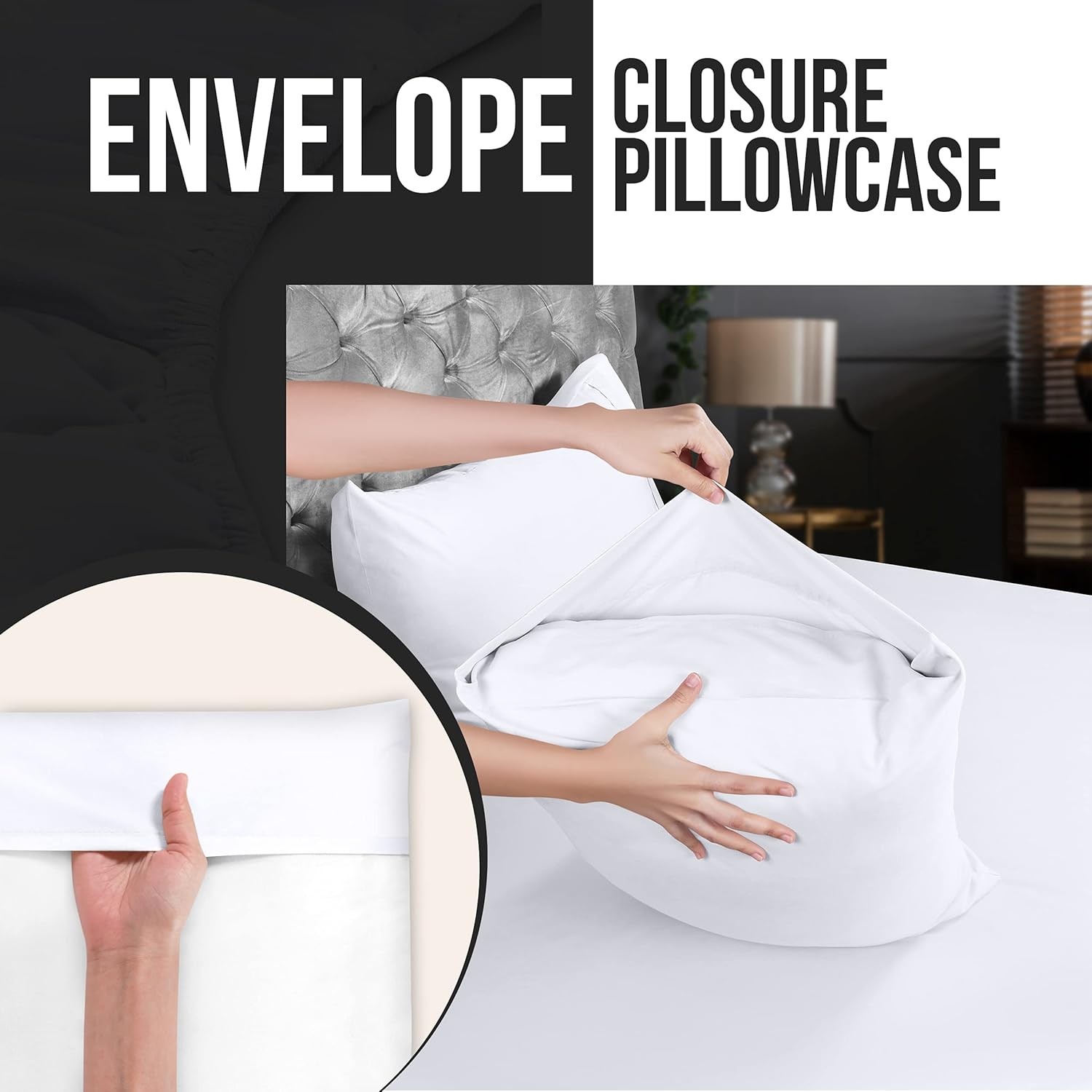 King Pillow Cases - 12 Pack - Envelope Closure - Soft Brushed