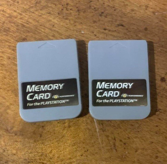 2x Gray Memory Card for Sony PlayStation 1 PS1, Wired, Clear Storage Case