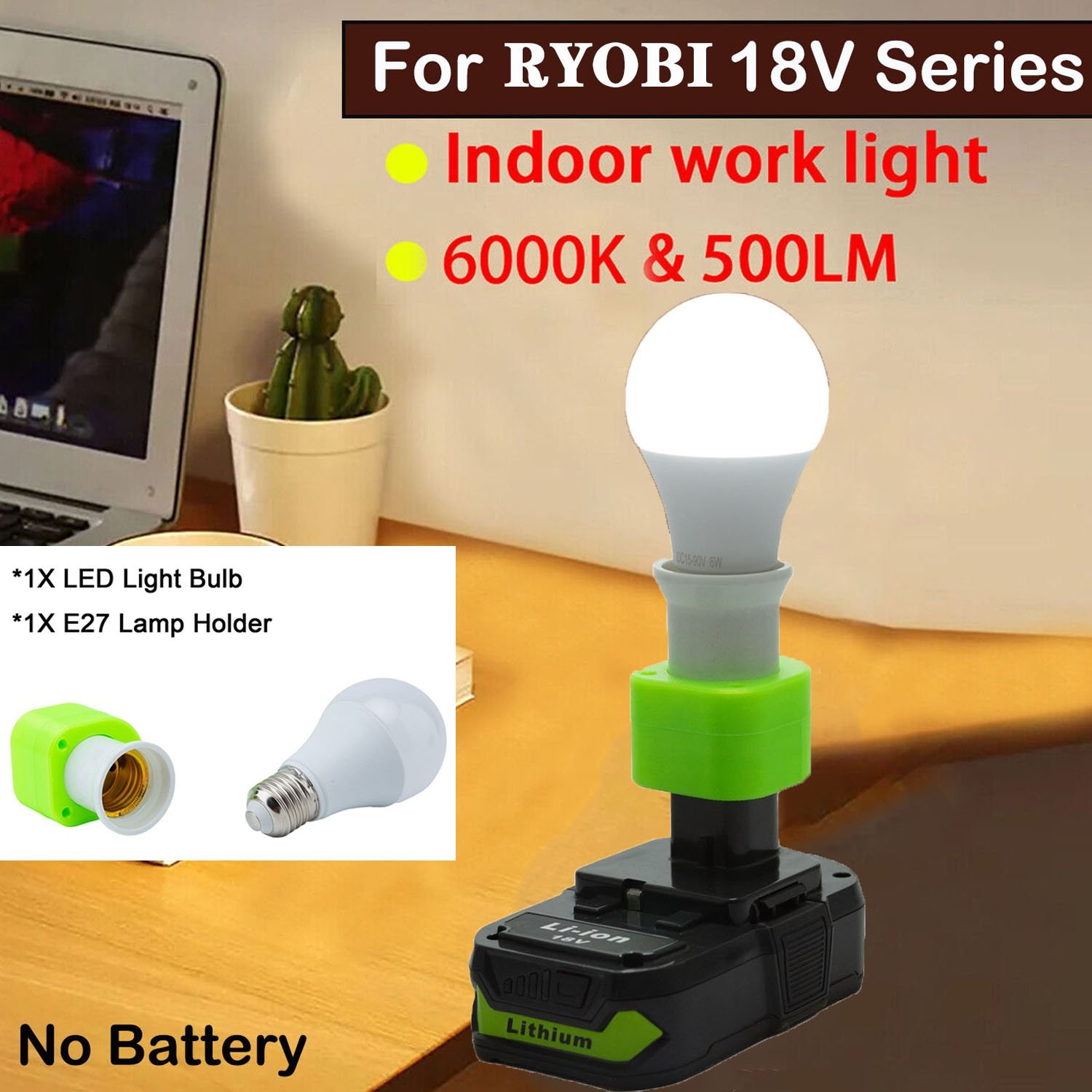 Emergency Bulbs LED Light  Backup E27 LED Bulb for Outdoor For Ryobi 18V Battery