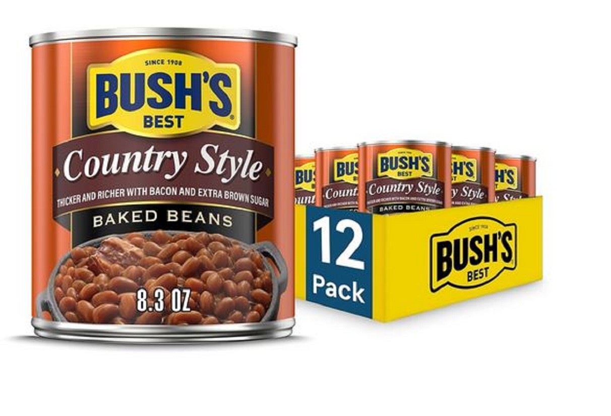 Bush's Best Baked Beans, Country Style with Bacon and Brown Sugar, 8.3 OZ (Pk 12