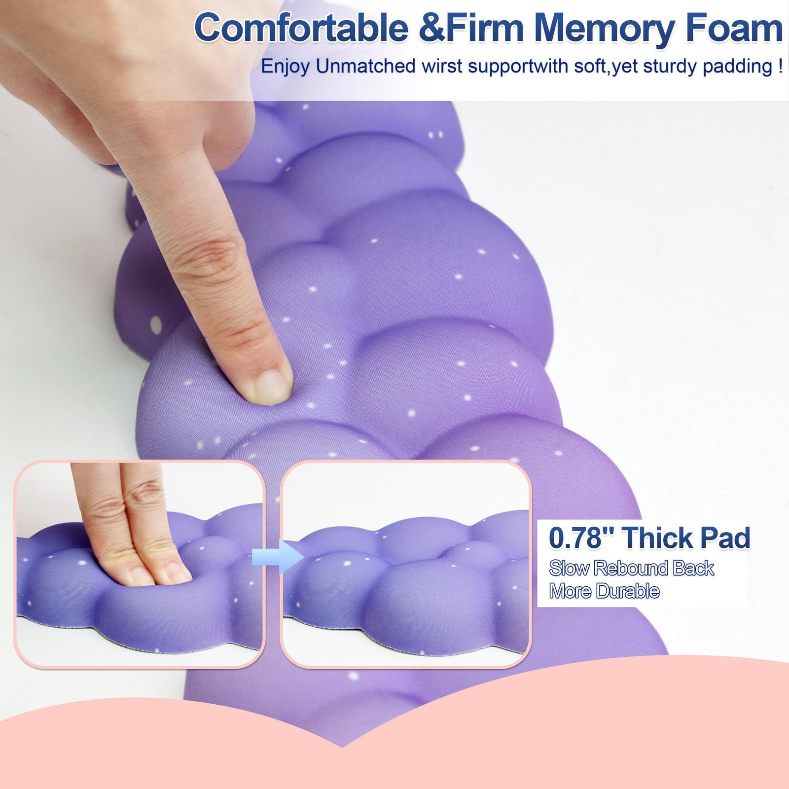 Cloud Wrist Rest Set for Keyboard and Mouse, Includes Cute Coaster, with Comp...