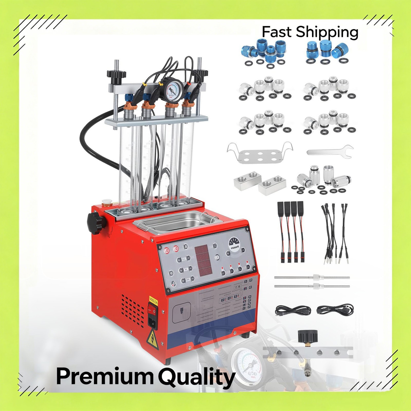Digital 4-Cylinder Fuel Injector Cleaner Tester 2-in-1 GDI EFI Injector Bench