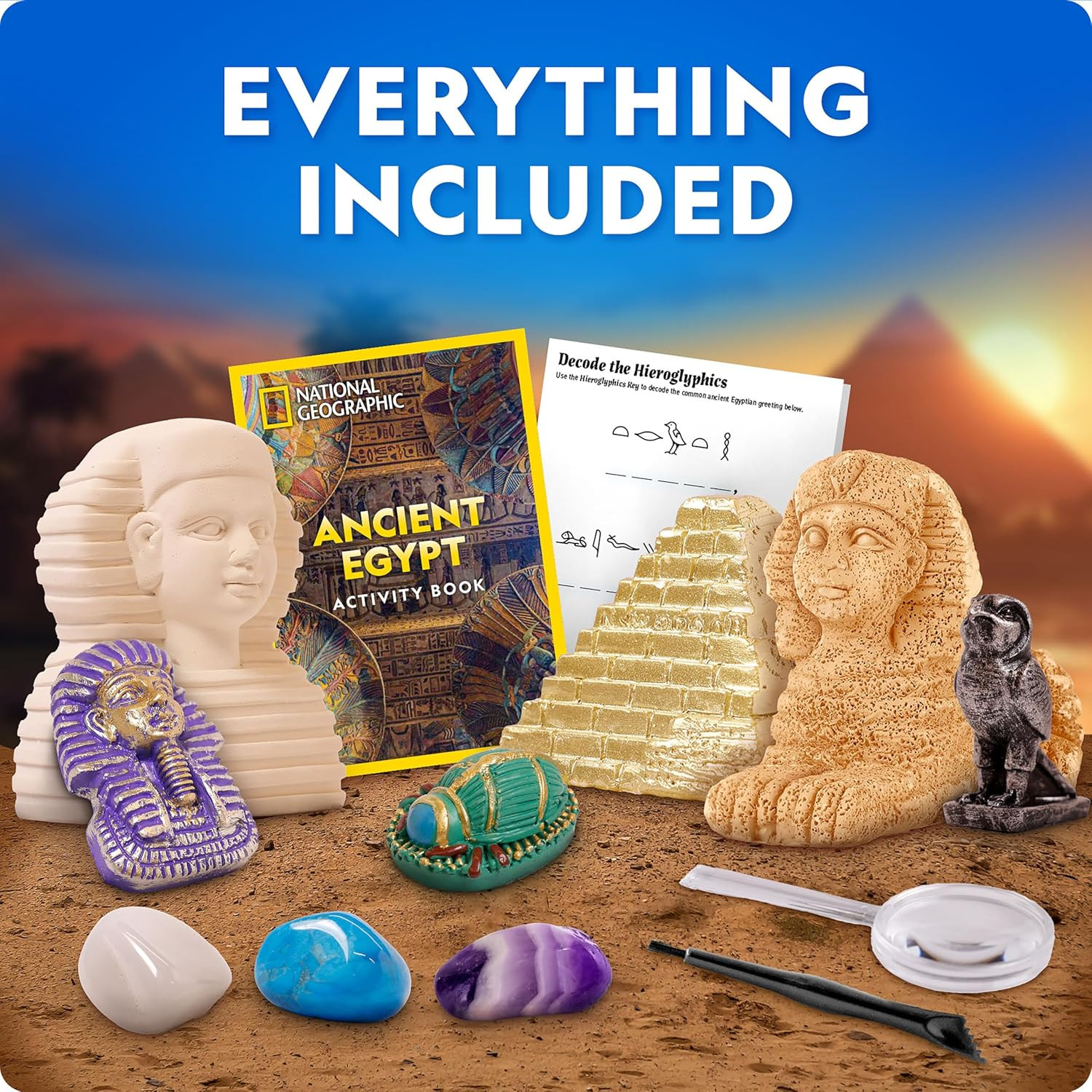 National Geographic Ancient Egypt Dig Kit with Pyramid, Sphinx & Pharaoh-Shaped