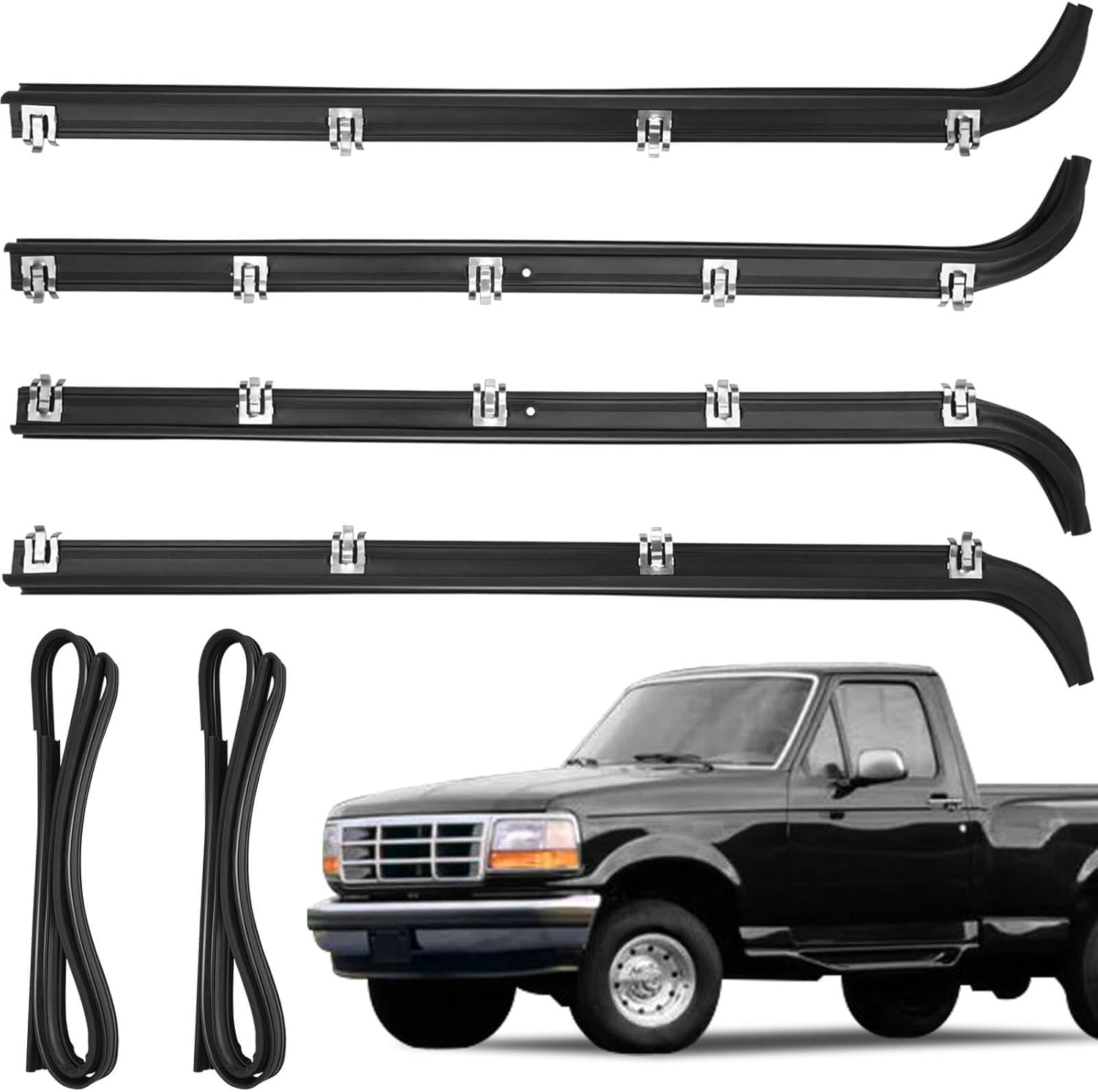 Front Door Window Weatherstrip Seal Kit for 1987–1996 Ford Bronco F150 F250 F350