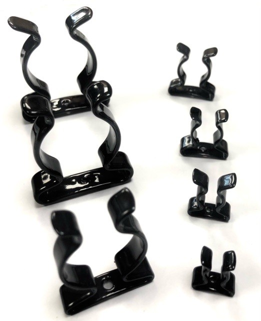 12 X Assorted Tool Clips Black Plastic Coated Spring Steel Grip 6mm-25mm - NEW O