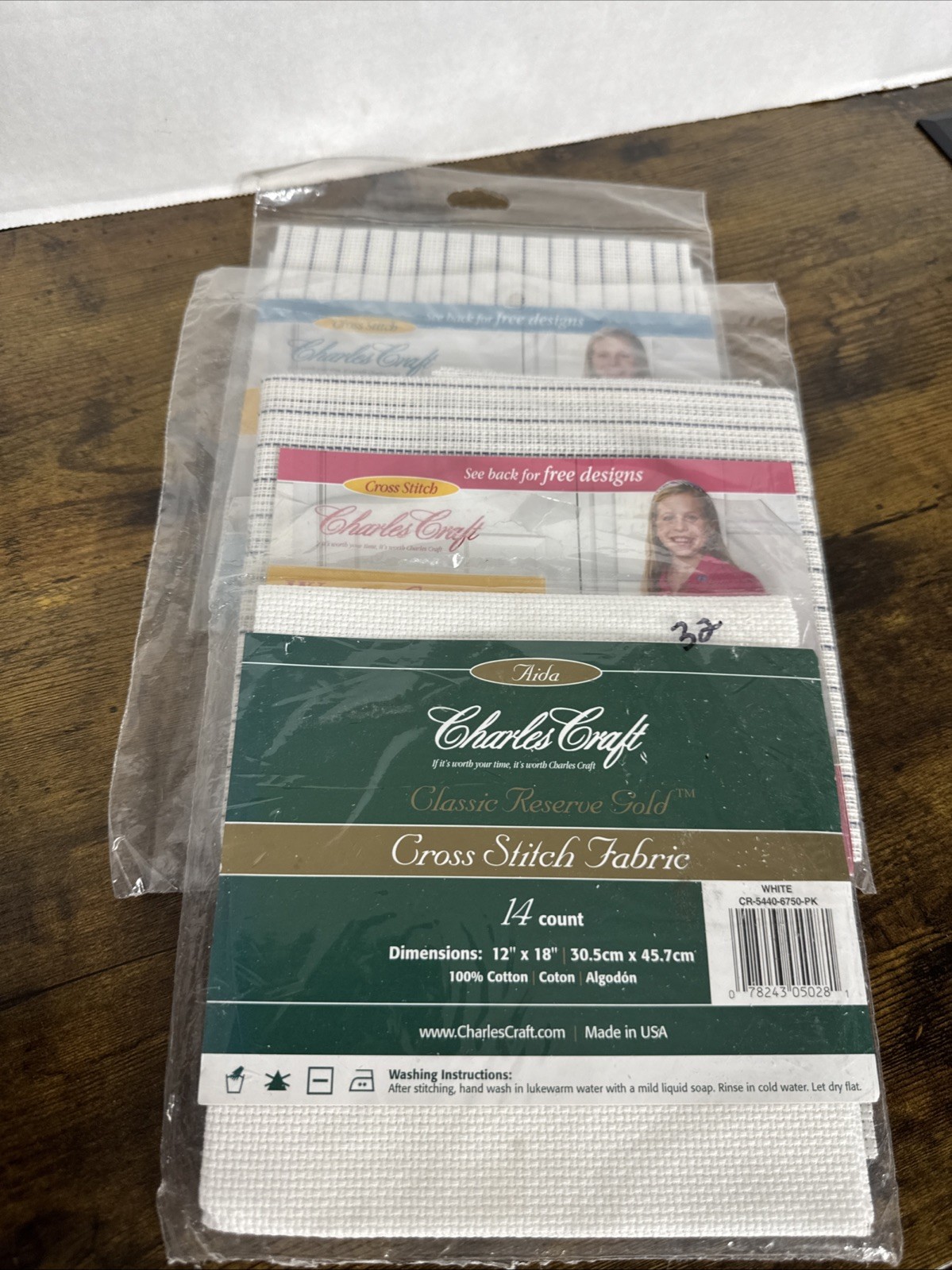 Charles Craft Cross Stitch Fabric Cloth Assorted NEW Waste Canvas Reserve Gold