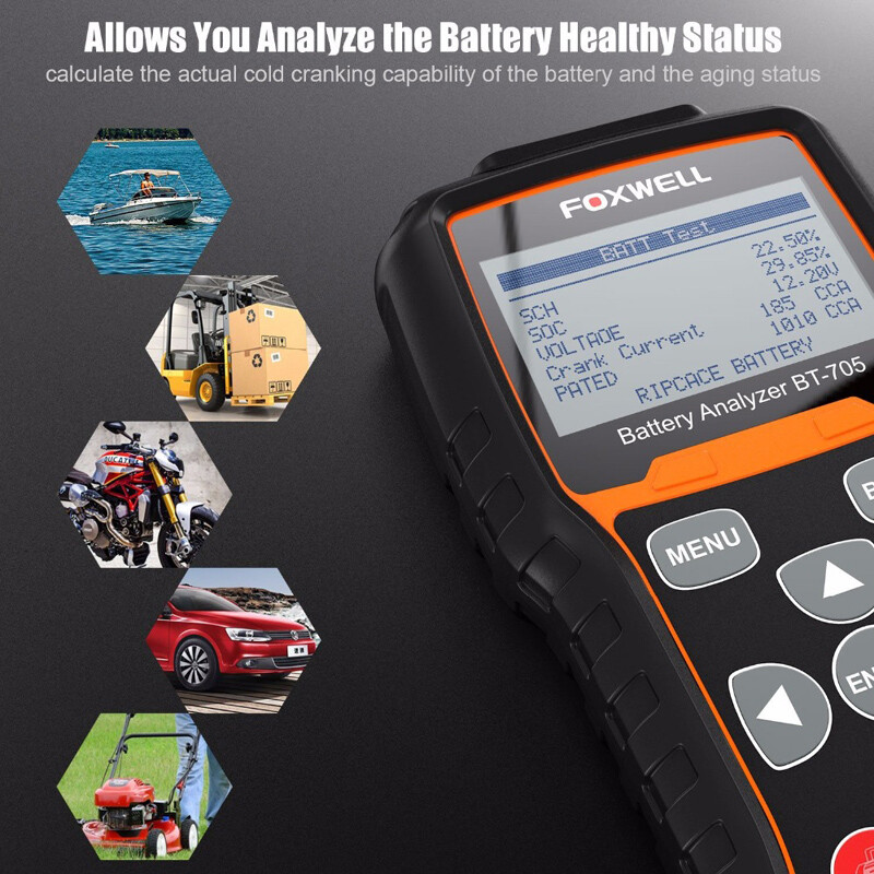 12V ~ 24V Automotive Battery Load Tester Car Charging Cranking Test 100~2000 CCA