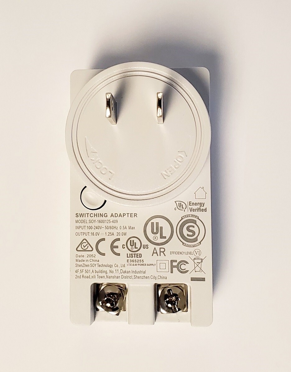 Alarm.com Video Doorbell ADC-VDB770 Wall Power Supply Kit 16V, 1.25A