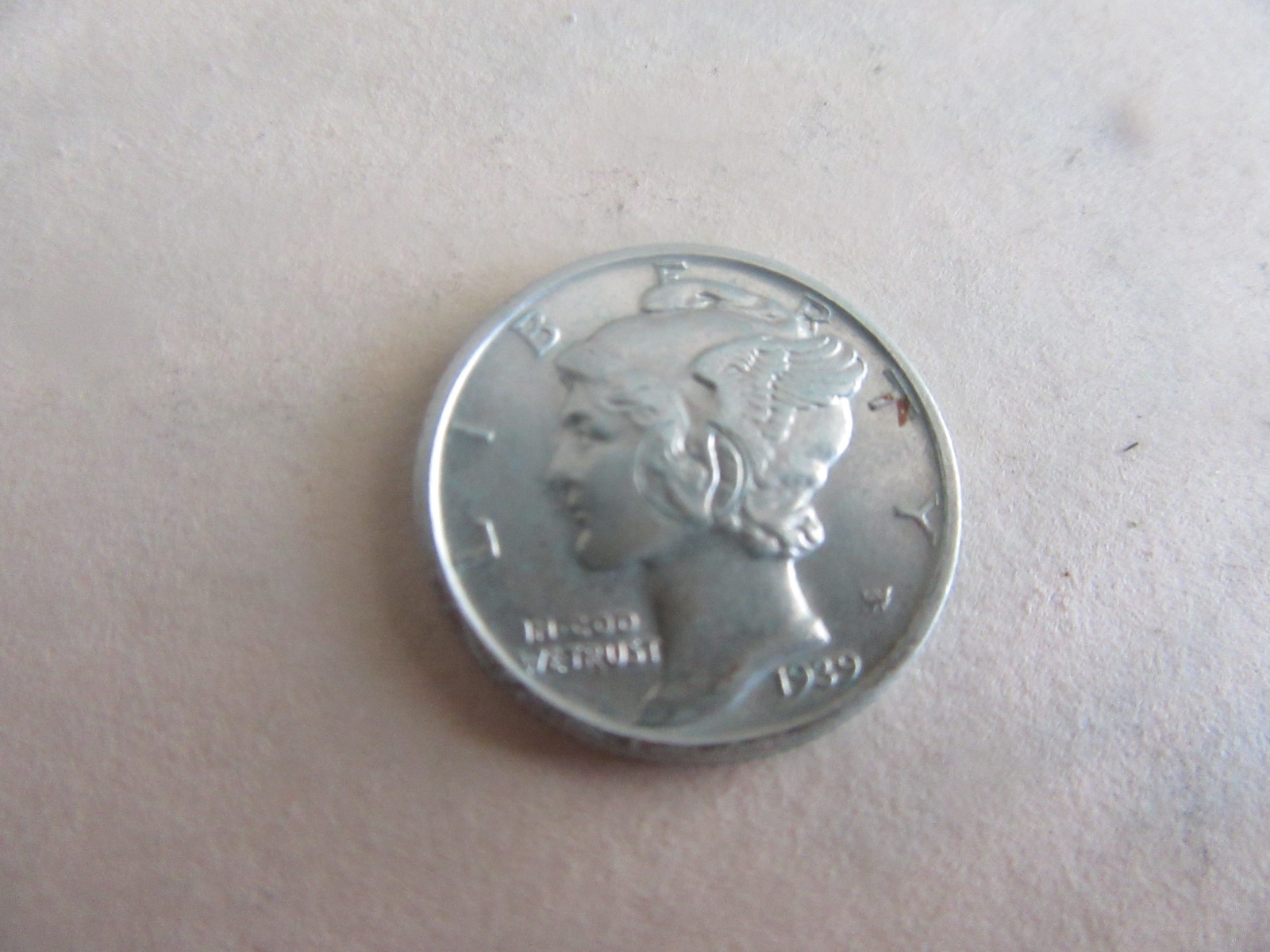 1939-D Mercury Silver Dime Error (See Center Of Head  Obv.) Coin In Uncirculated