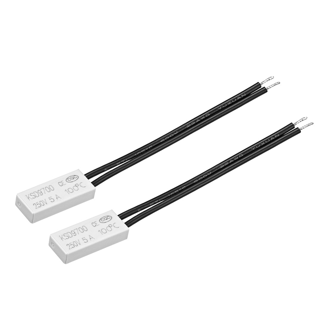 2 x Thermostat 100℃ NC 5A Plastic Bimetal Temperature Control Switch Controller
